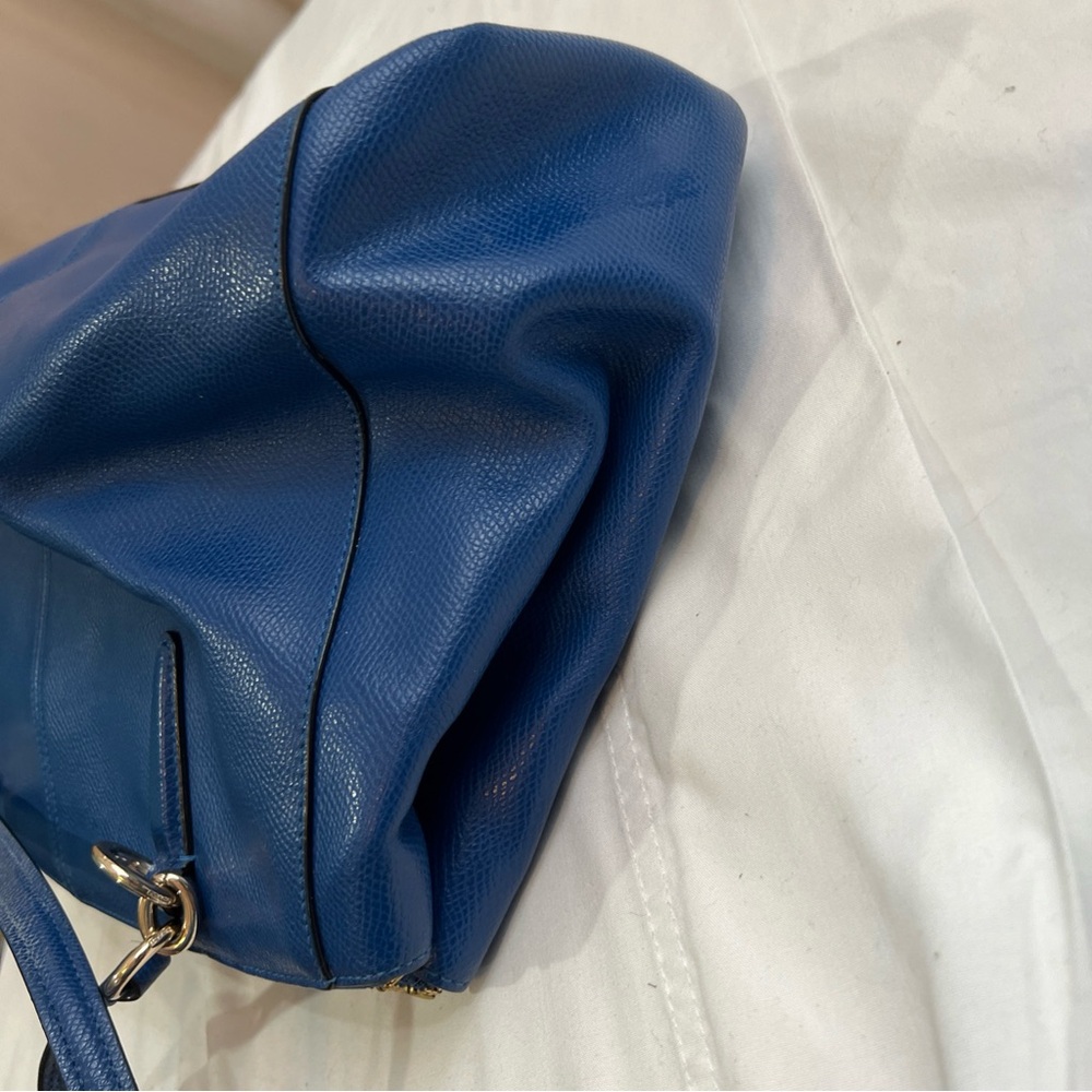 Coach F36606 Christie Carryall Crossbody HandBag Purse Blue Crossgrain Leather - Picture 6 of 10